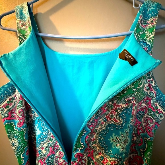 Talbots RETRO PAISLEY FIT-AND-FLARE DRESS Women's Sz 8p 18" PTP MIDI - Picture 6 of 8